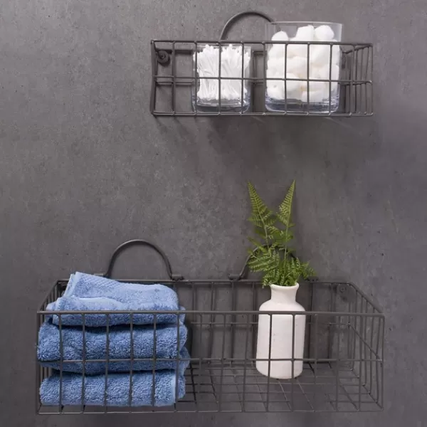 Shelves-Kirkland's Home Gray Wire Wall Baskets, Set Of 2