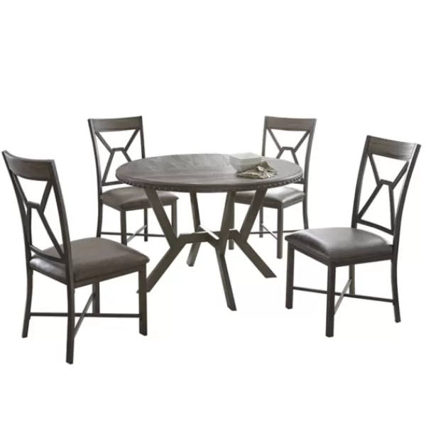 Dining Sets-Kirkland's Home Gray Wood Upholstered 5-Pc. Dining Set