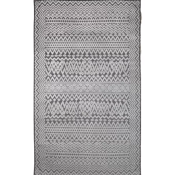 Outdoor Rugs-Kirkland's Home Gray Zig-Zag Ezra Indoor/Outdoor Area Rug, 4X7 Gray/White