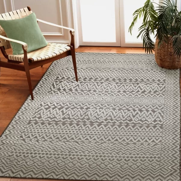 Outdoor Rugs-Kirkland's Home Gray Zig-Zag Ezra Indoor/Outdoor Area Rug, 4X7 Gray/White