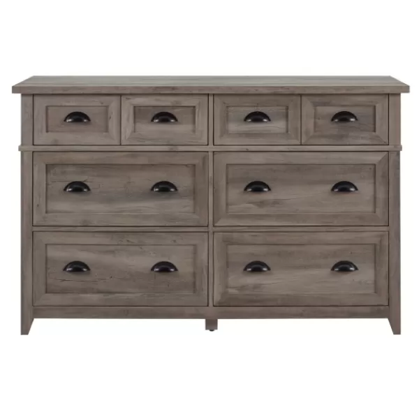 Dressers & Chests-Kirkland's Home Graywash Wood Cup Handle Dresser Tan