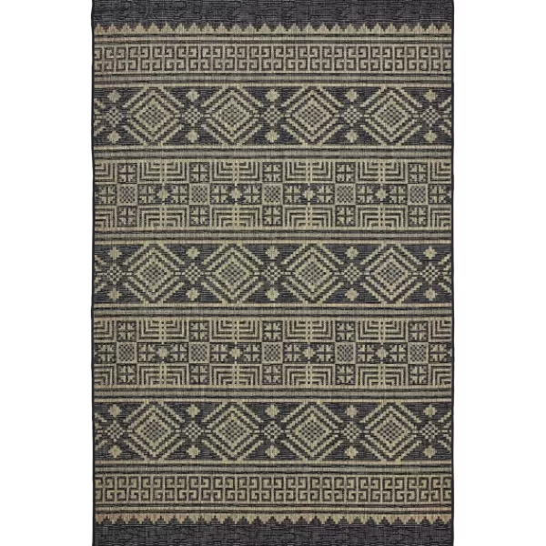 Outdoor Rugs-Kirkland's Home Greek Key Sun Shower Outdoor Area Rug, 5X8 Black/Tan