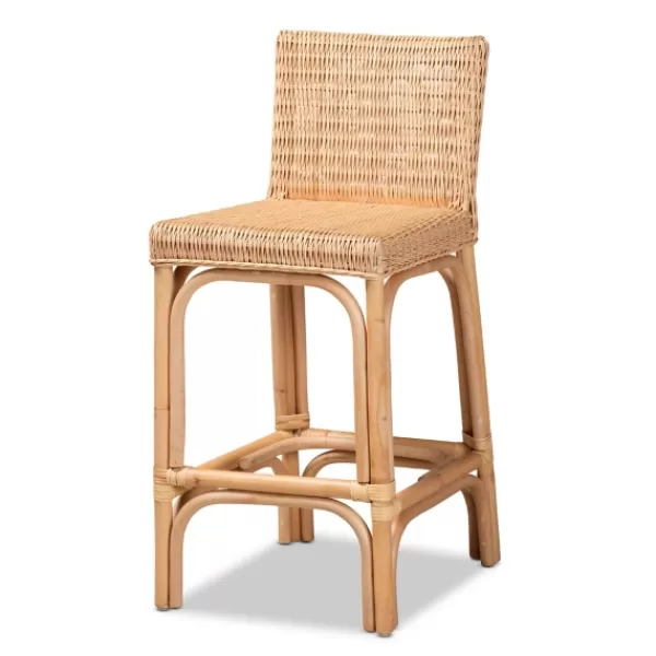 Bar Stools & Counter Height Stools-Kirkland's Home Greek Natural Rat Woven Counter Stool Tan