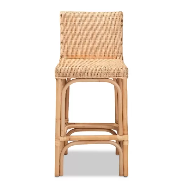 Bar Stools & Counter Height Stools-Kirkland's Home Greek Natural Rat Woven Counter Stool Tan