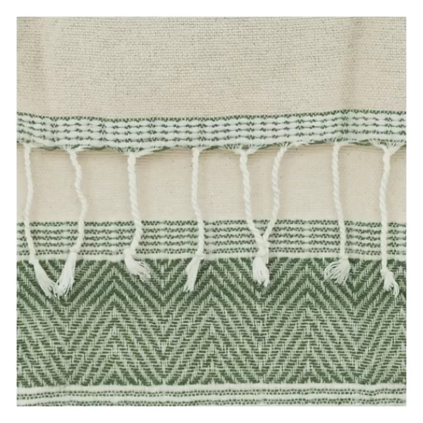 Blankets & Throws-Kirkland's Home Green And Natural Colorblock Chevron Throw Green/Tan