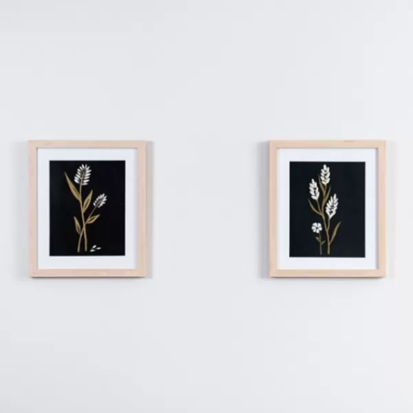 Framed Art-Kirkland's Home Green Botanicals Framed Art Prints, Set Of 2 Black/Green/White