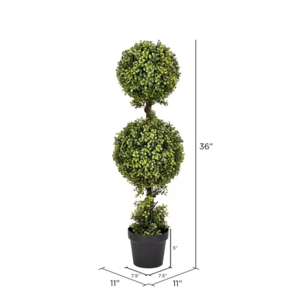 Trees & Topiaries-Kirkland's Home Green Double Ball Boxwood Potted Topiary