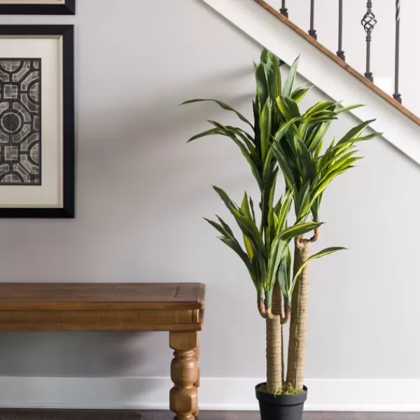 Trees & Topiaries-Kirkland's Home Green Dracaena Tree In Black Planter