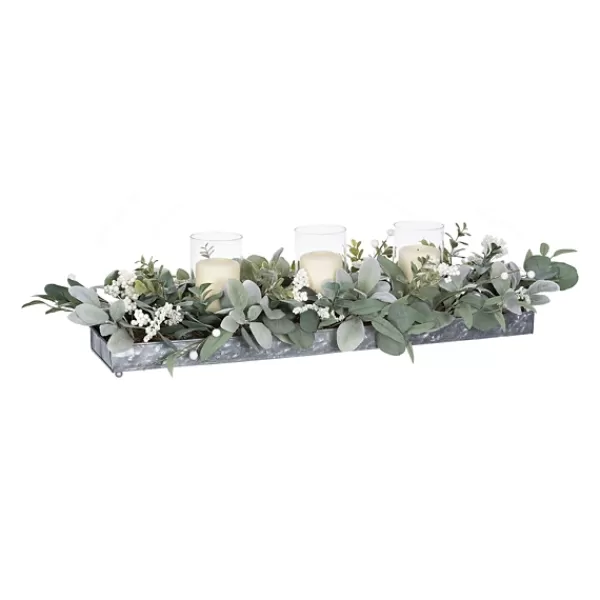 Arrangements & Greenery-Kirkland's Home Green Eucalyptus Galvanized Centerpiece Green/Silver