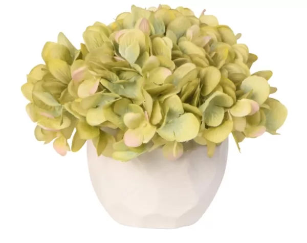 Arrangements & Greenery-Kirkland's Home Green Hydrangea Arrangement In Geometric Bowl Green/White