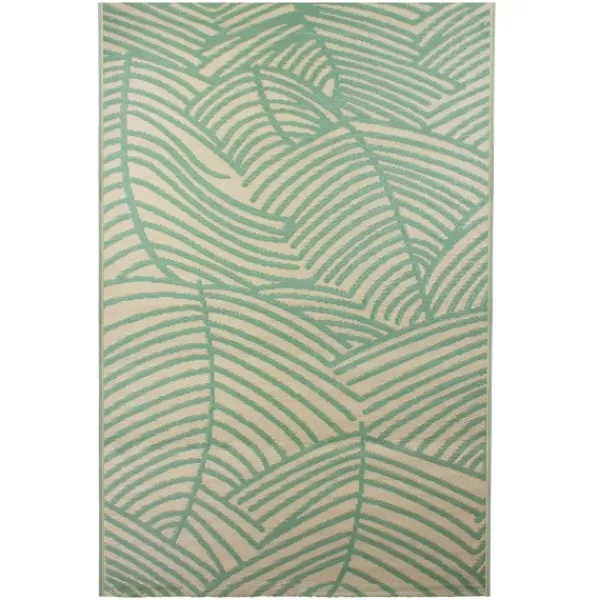 Outdoor Rugs-Kirkland's Home Green Palm Leaf Outdoor Area Rug, 4X6 Green/Tan