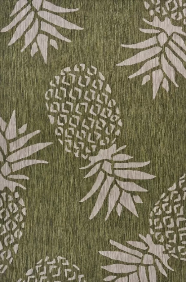 Outdoor Rugs-Kirkland's Home Green Pineapple Outdoor Area Rug, 7X9 Green/Gray