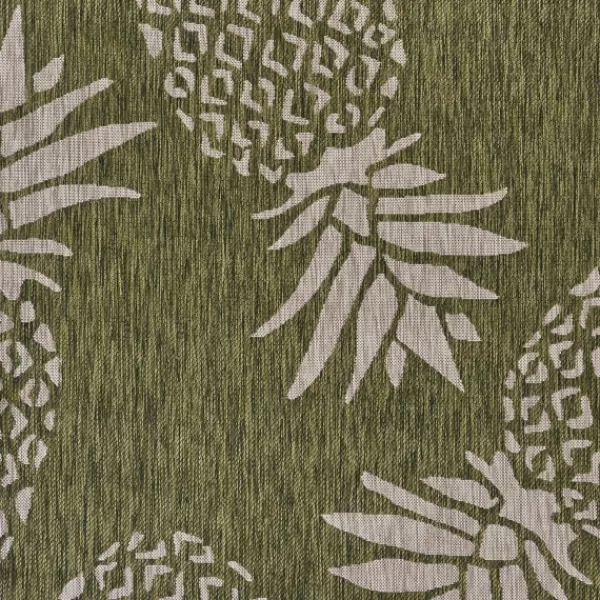 Outdoor Rugs-Kirkland's Home Green Pineapple Outdoor Area Rug, 7X9 Green/Gray