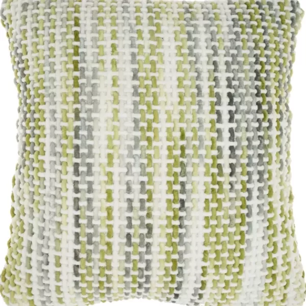 Pillows-Kirkland's Home Green Space Dye Woven Pillow Green/White