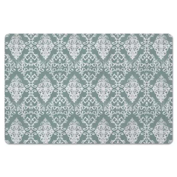 Kitchen & Floor Mats-Kirkland's Home Green Symmetrical Vines Kitchen Mat Green/White