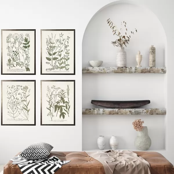Framed Art-Kirkland's Home Greenery On Cream Back Framed Art Prints, Set Of 4 Green/Ivory