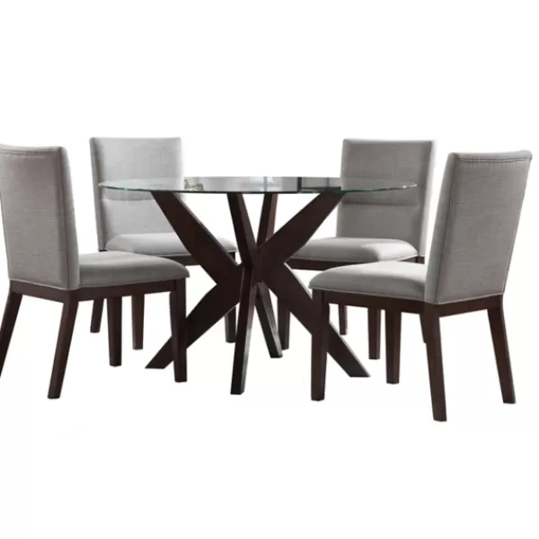 Dining Sets-Kirkland's Home Greige And Walnut 5-Pc. Dining Set Brown/Gray/Tan