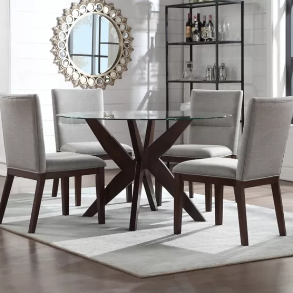 Dining Sets-Kirkland's Home Greige And Walnut 5-Pc. Dining Set Brown/Gray/Tan