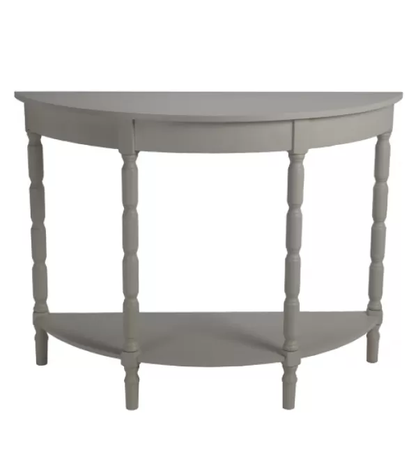 Console Tables-Kirkland's Home Half Round Wood Console Table Gray