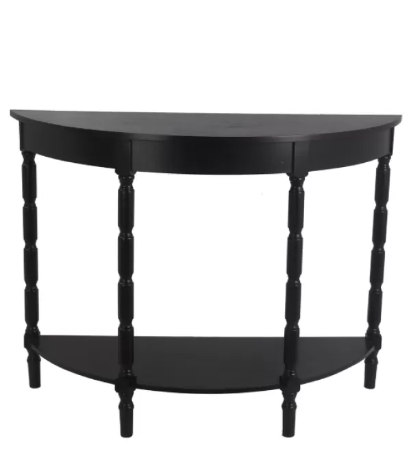 Console Tables-Kirkland's Home Half Round Wood Console Table Black