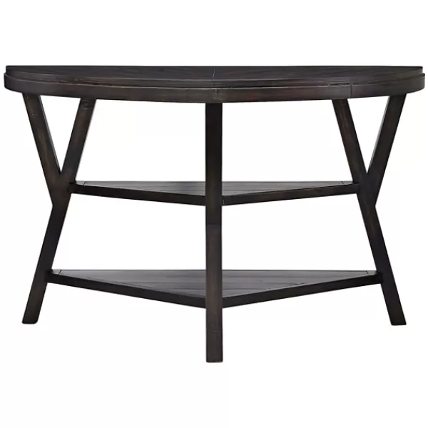 Console Tables-Kirkland's Home Half Round Wood Flared Base Console Table Black