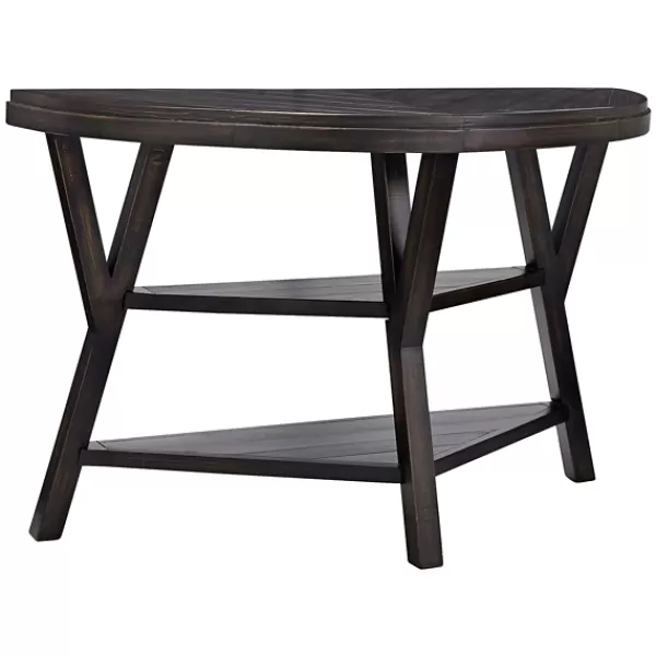 Console Tables-Kirkland's Home Half Round Wood Flared Base Console Table Black