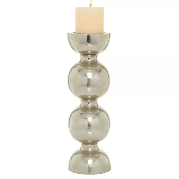 Candle Holders-Kirkland's Home Hammered Metal Orb Candle Holder, 18 In. Silver