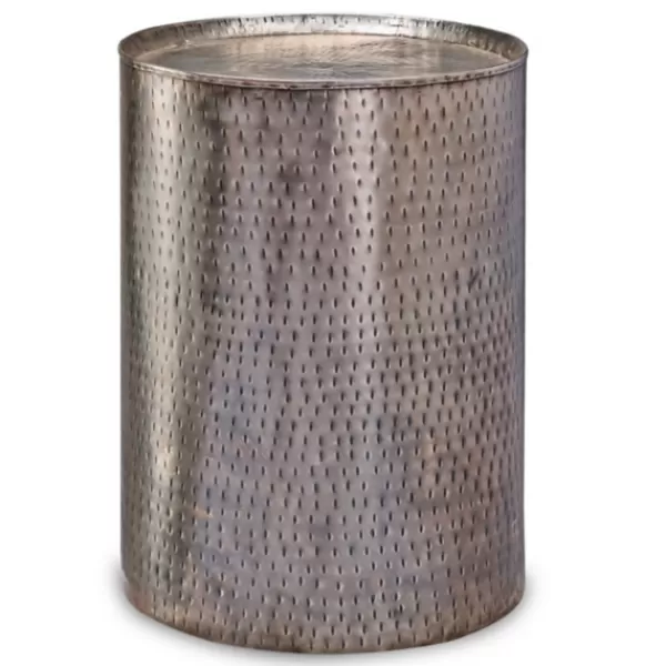 Accent & End Tables-Kirkland's Home Hammered Pewter Barrel Accent Table