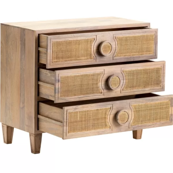 Dressers & Chests-Kirkland's Home Hand Woven Cane 3-Drawer Wood Chest