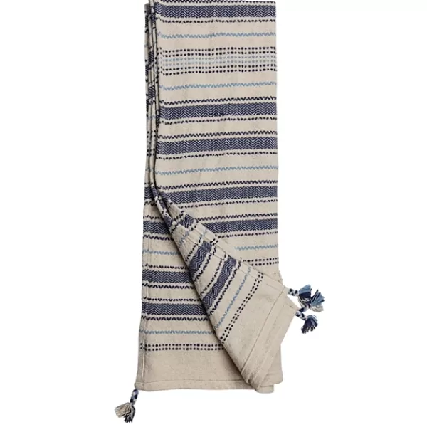 Blankets & Throws-Kirkland's Home Hand Woven Striped Throw Blanket Blue