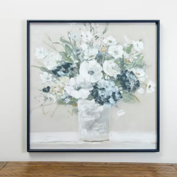 Framed Art-Kirkland's Home Happy Bouquet Framed Canvas Art Print Blue