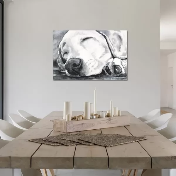 Canvas Art-Kirkland's Home Happy Dreams Dog Giclee Canvas Art Print, 40X26 Gray