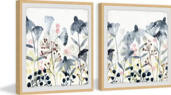 Framed Art-Kirkland's Home Happy Garden Diptych Framed Art Prints, Set Of 2 Blue/Red/Green