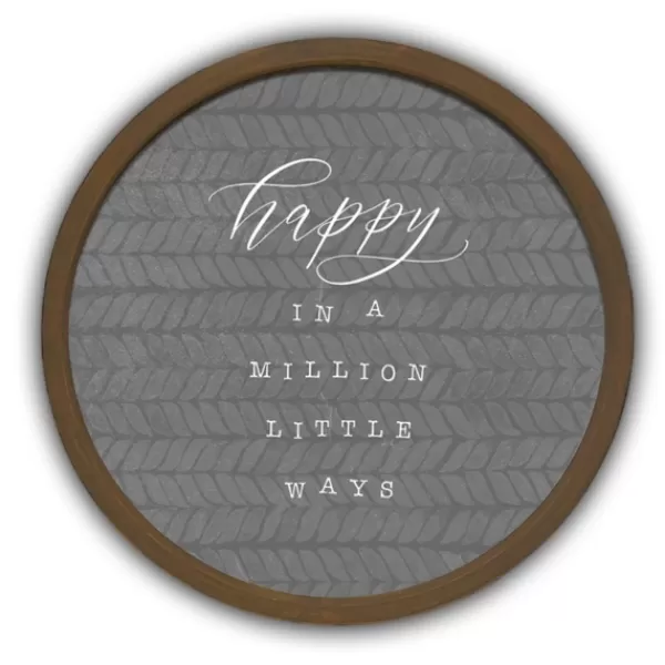 Wall Quotes & Signs-Kirkland's Home Happy In A Million Ways Round Framed Plaque Brown