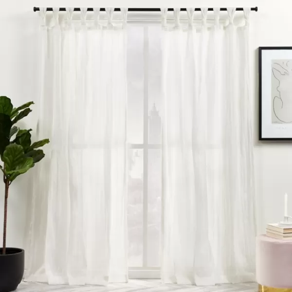 Curtains & Drapes-Kirkland's Home Hazel Sheer Braid 2-Pc. Curtain Panel Set, 96 In. White