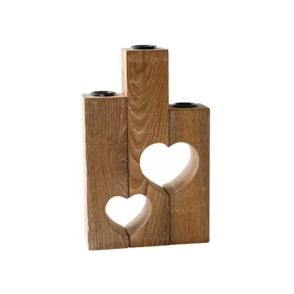 Candle Holders-Kirkland's Home Heart Cutout Wood Taper Candle Holders, Set Of 3 Brown