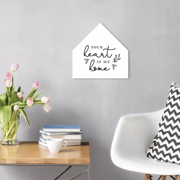 Wall Quotes & Signs-Kirkland's Home Heart Is Home House Shaped Canvas Art Print White/Black