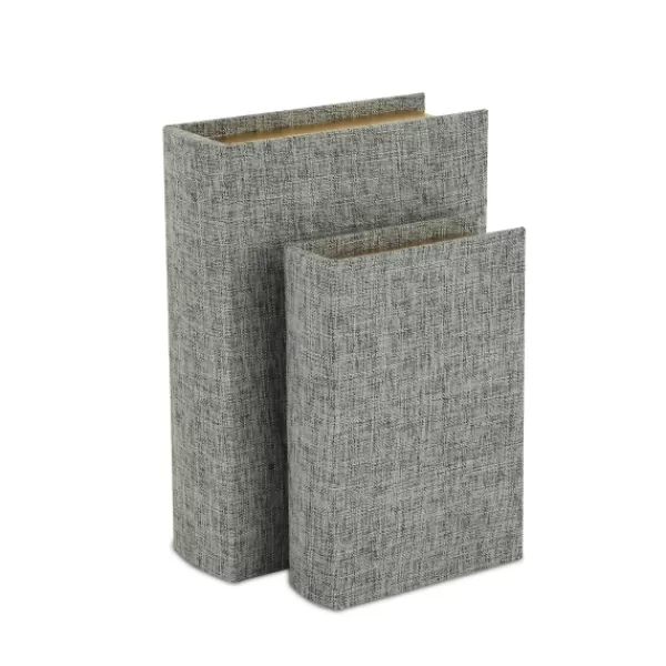 Baskets & Boxes-Kirkland's Home Heathered Linen Book Boxes, Set Of 2 Gray