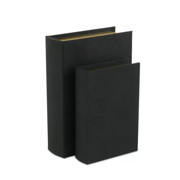 Baskets & Boxes-Kirkland's Home Heathered Linen Book Boxes, Set Of 2 Black