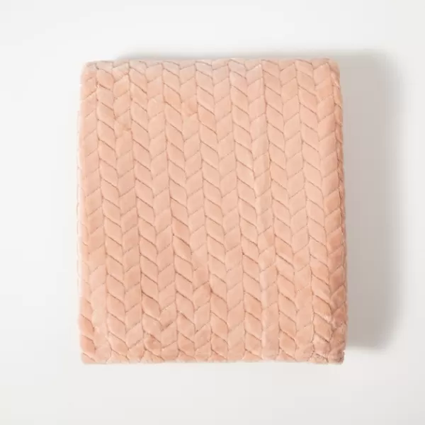 Blankets & Throws-Kirkland's Home Heavenly Herringbone Plush Throw Pink