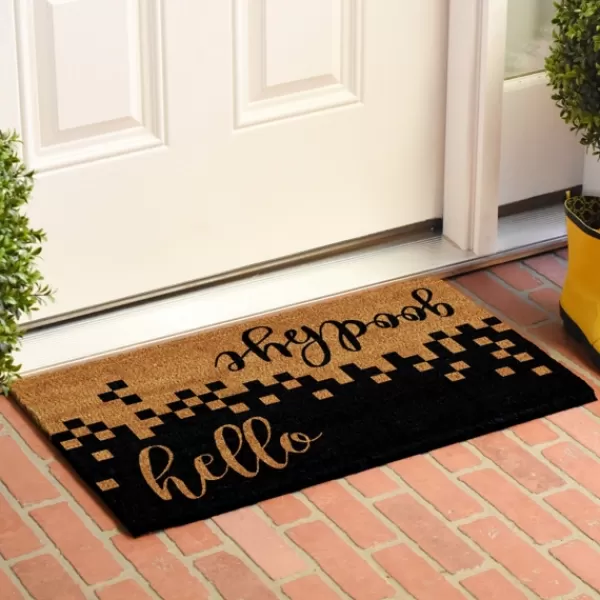 Doormats-Kirkland's Home Hello Goodbye Upside Down Doormat Tan/Black