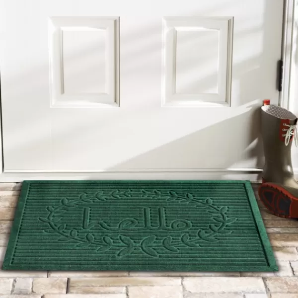 Doormats-Kirkland's Home Hello Ribbed Durable Doormat Green