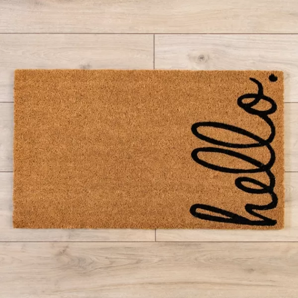 Doormats-Kirkland's Home Hello Side Coir Doormat Tan/Black