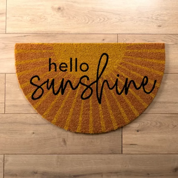 Doormats-Kirkland's Home Hello Sunshine Arched Doormat Tan/Yellow/Black