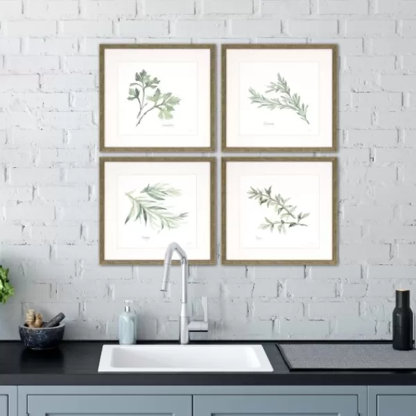 Framed Art-Kirkland's Home Herbs 4-Pc. Gold Framed Art Print Set Green