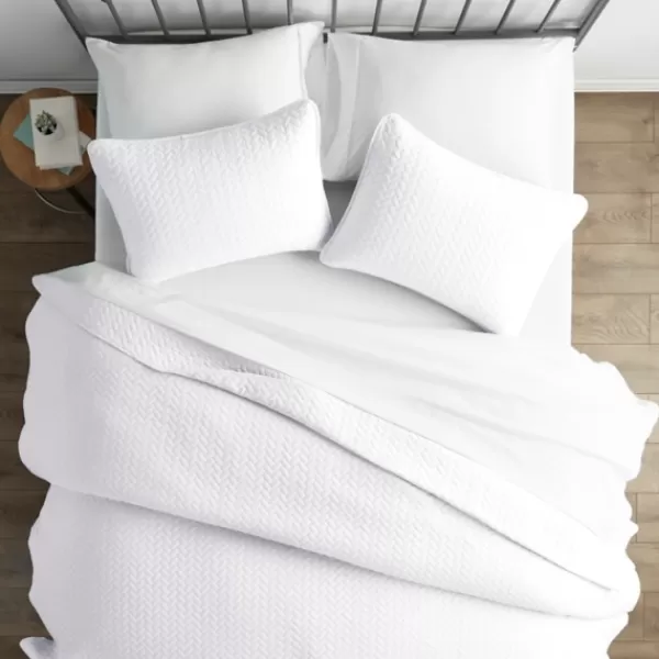 Bedspreads & Coverlets-Kirkland's Home Herringbone Quilted 2-Pc. Twin Coverlet Set White