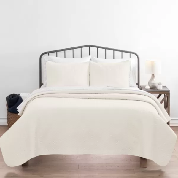 Bedspreads & Coverlets-Kirkland's Home Herringbone Quilted 3-Pc. Queen Coverlet Set Ivory