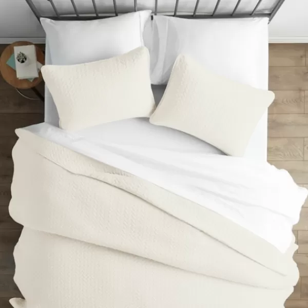 Bedspreads & Coverlets-Kirkland's Home Herringbone Quilted 3-Pc. Queen Coverlet Set Ivory