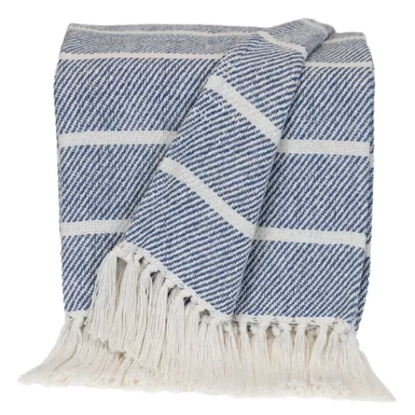 Blankets & Throws-Kirkland's Home Herringbone Striped Throw Blue