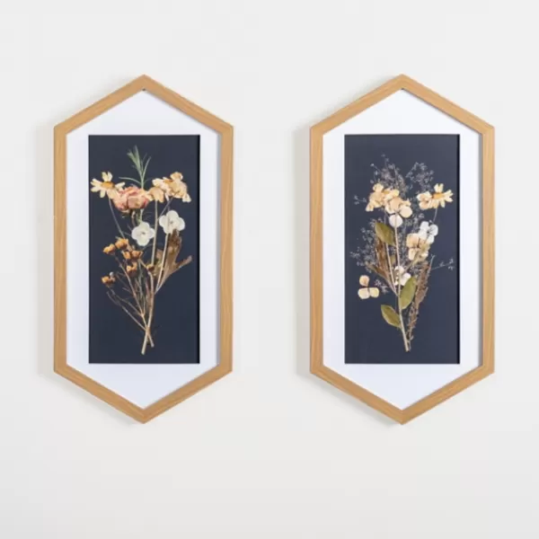 Framed Art-Kirkland's Home Hexagon Floral Framed Art Prints, Set Of 2 Blue